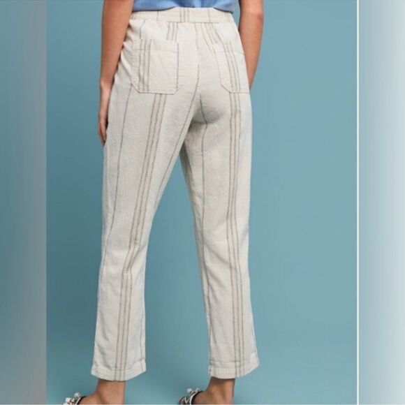 ANTHROPOLOGIE Beachy Linen Seashore Striped Pants S - Picture 2 of 8